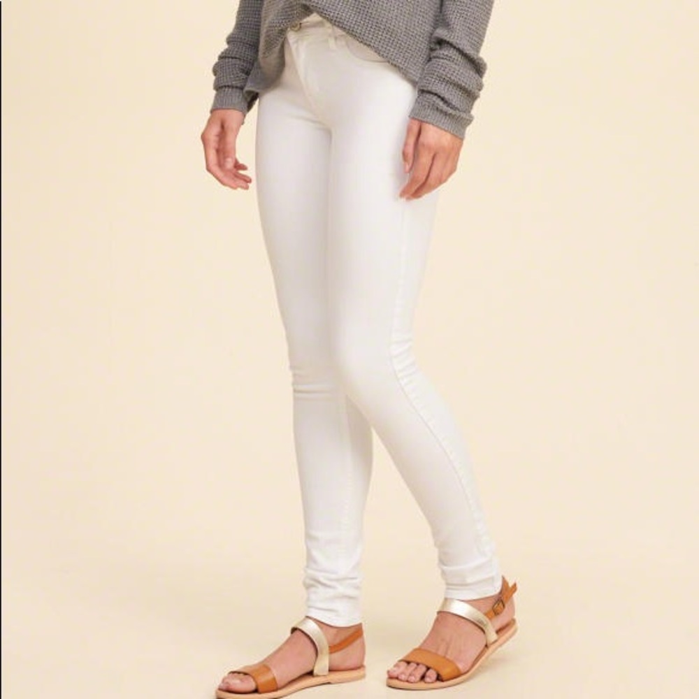 hollister low rise super skinny white jeans